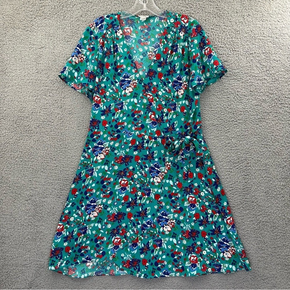 J. Crew Short Sleeve Floral Wrap Dress Preppy Boho Cottagecore Women's 12